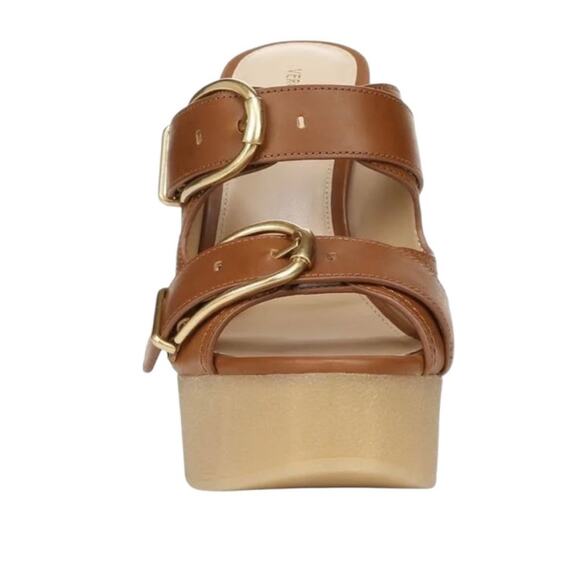 NWOT Veronica Beard Garrick Dual Buckle Platform Hazelwood Brown Sandals – Sz 10 - Picture 3 of 13